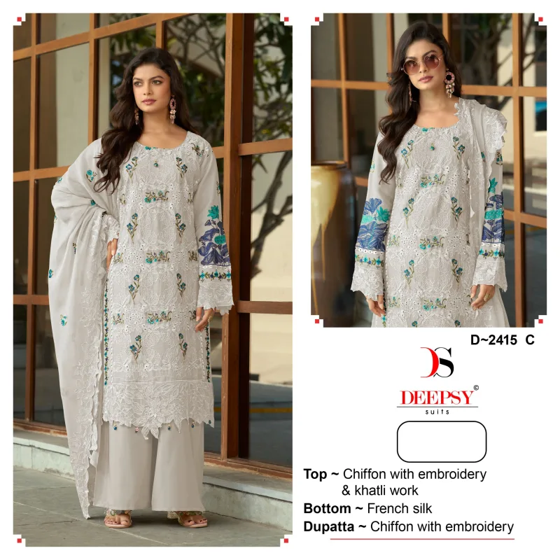D 2415 A To D By Deepsy Chiffon Embroidered Salwar Kameez